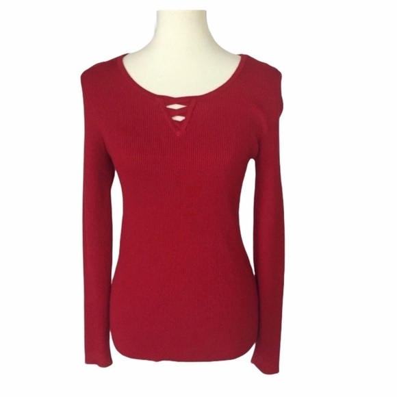 croft & barrow Tops - Croft and Barrow Knit Top Scoop Neck Red M